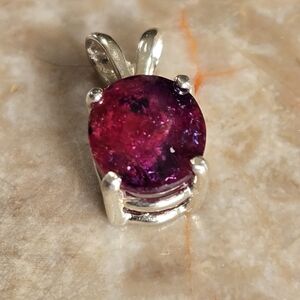 Elegant Silver and Red Ruby Gemstone Pendant